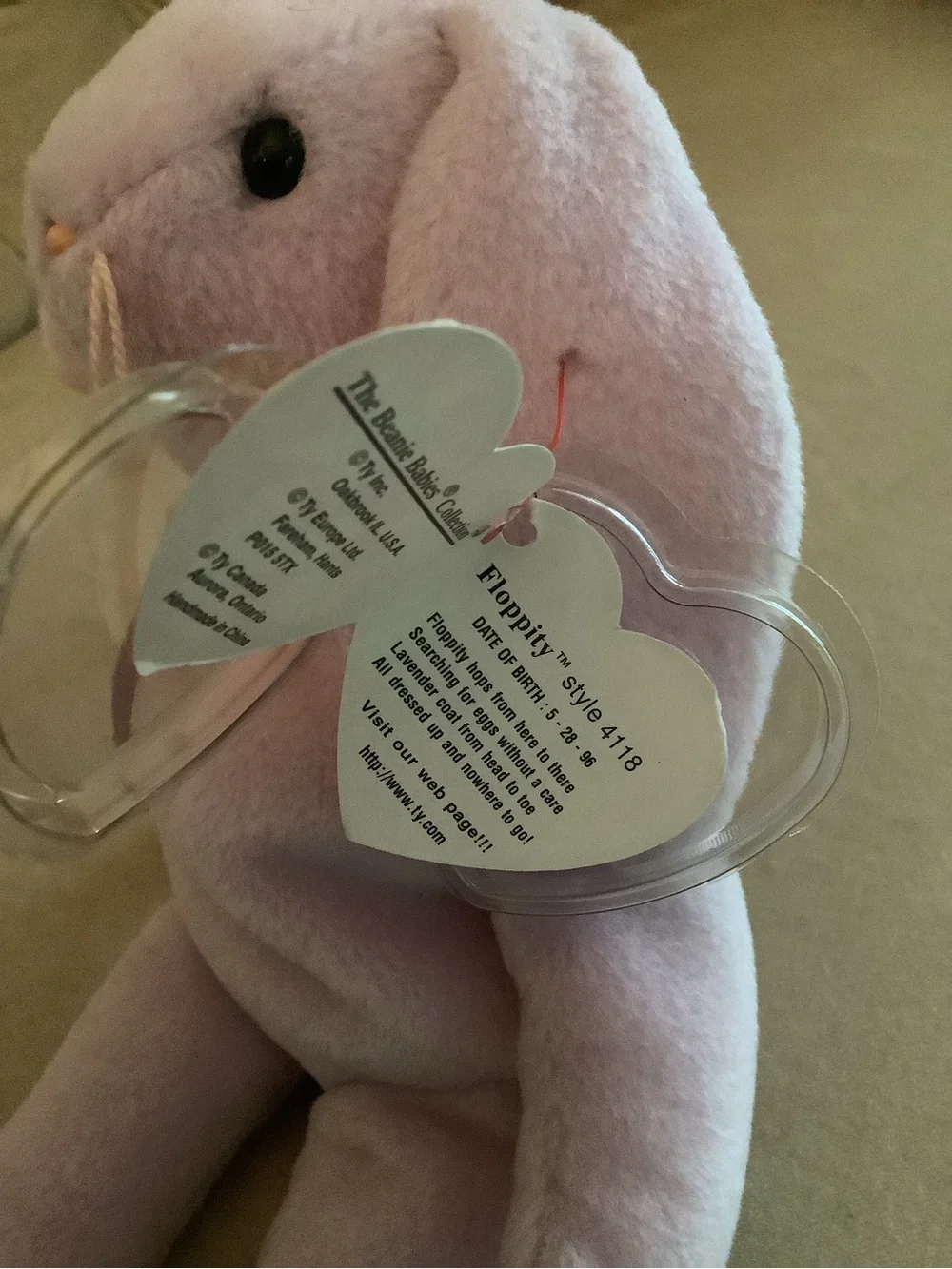 Ty Lavender Floppy Bunny Plush - Floppity